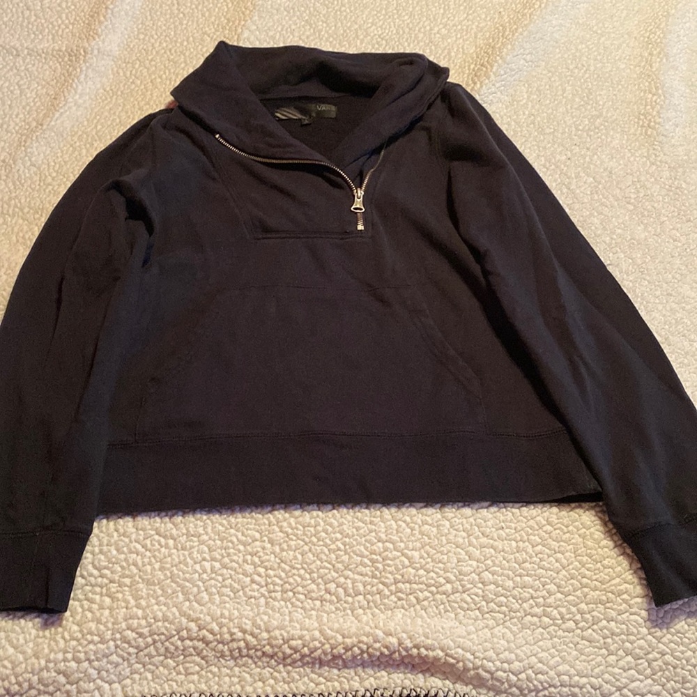 Large Vans hoodie/ sweatshirt. Zipper detailing on front. Fold over collar